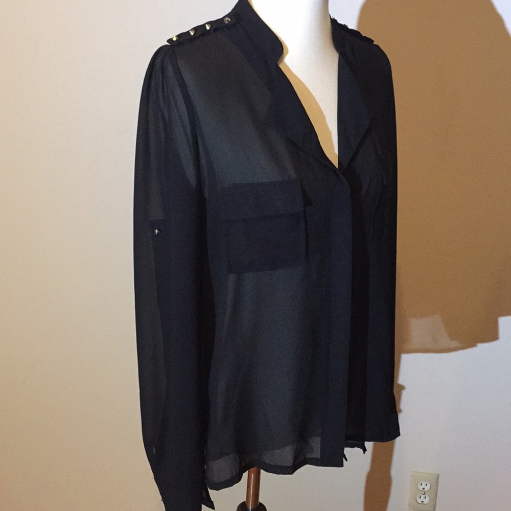 Sheer Gold Studs Button Down Blouse - image 5